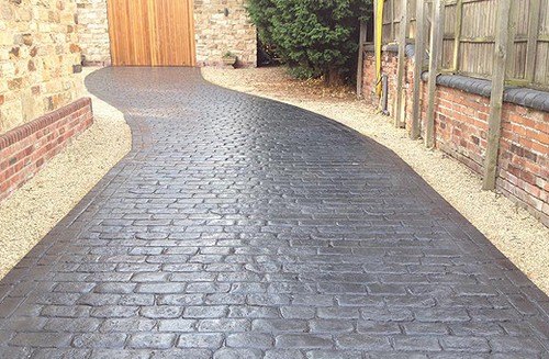 Imprinted concrete coloured