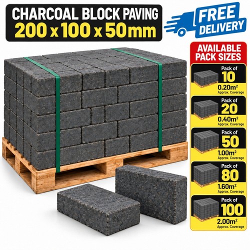 Charcoal block paving - block,